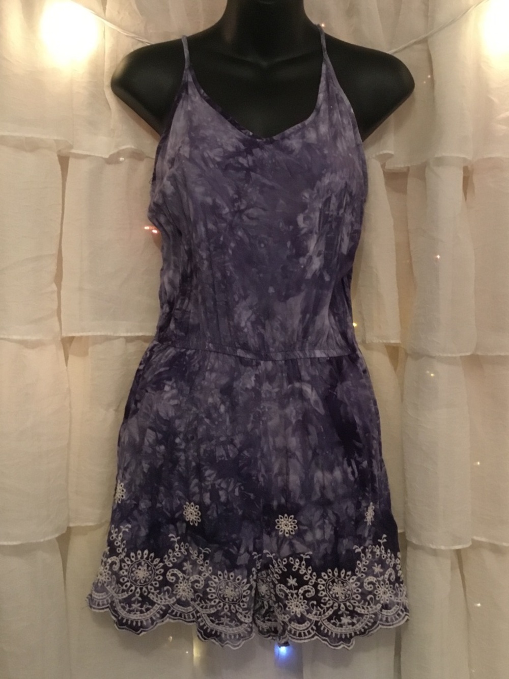 Justify embroidered Tie dye Romper with pockets